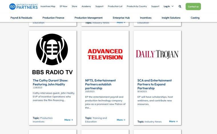 BBS Radio TV Included in Entertainment Partners, page 5