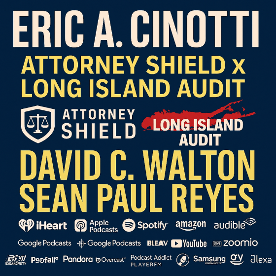 Eric A Cinotti Unplugged - Attorney Shield x Long Island Audit - Champions of the Constitution - Eric A Cinotti Unplugged unites four national voices reshaping liberty, accountability and the Constitution in real time