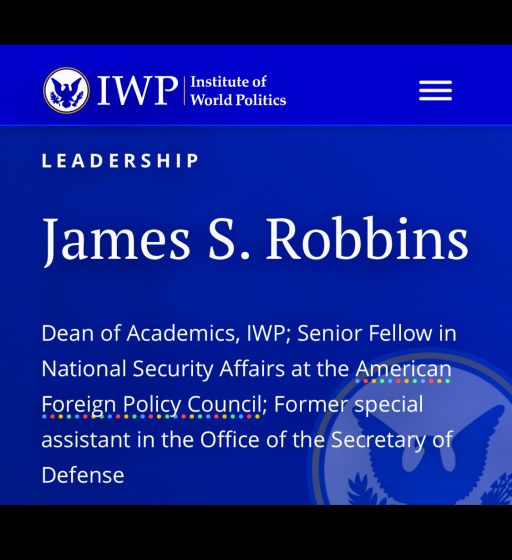 Dr. Jim Robbins “Institute of World Politics” 