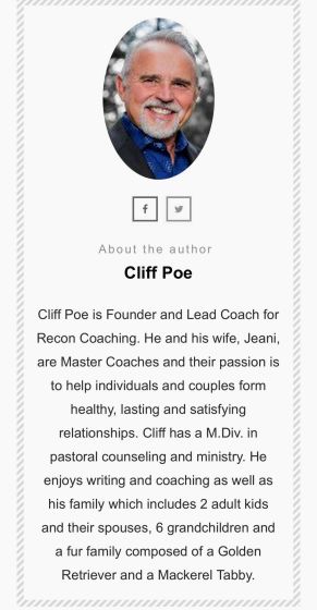 Guests, Cliff and Jeani Poe - Recon Master Coaches and Marriage Counselors.