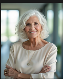 “Dr. Joan Hangarter, known as Joan of Angels, smiling confidently with arms crossed in a white blouse against a soft neutral background.”