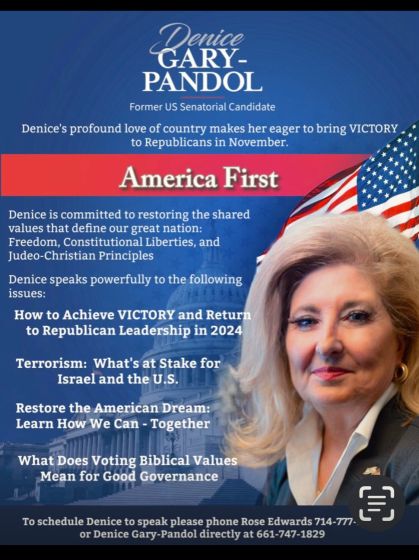 Guest, Republican Denise Gary-Pandol on America First!