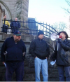Church Eviction, March 16, 2008: Elder Kiapilano (centre) with Kevin Annett