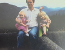 Kevin Annett with his daughters Elinor and Clare just before his divorce, 1994