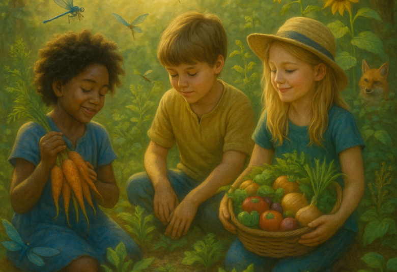 Children gardening