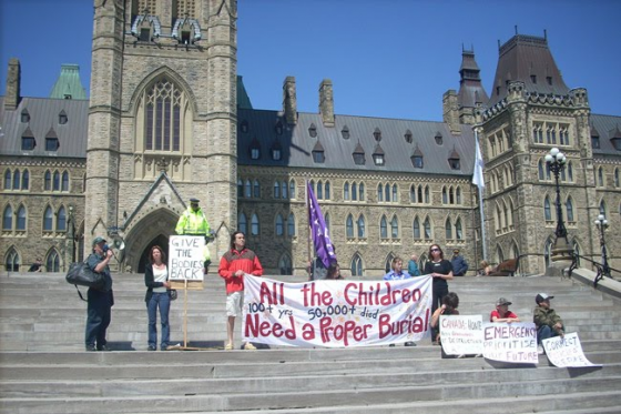 Kevin Annett (left) and Mohawk friends on Parliament Hill Ottawa, 2006