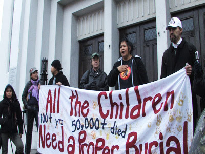 Kevin Annett and the Mohawk people confront the Canadian parliament, 2006