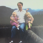 Kevin Annett with his daughters Elinor and Clare just before his divorce, 1994