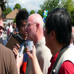Senator Larry Campbell (center, white hair)