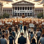 “Large Crowd of multiple nations and races protesting outside Washington DC