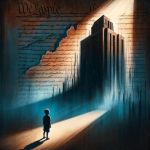 “An evocative image showcasing the outline of North Carolina, crafted from the words ‘North Carolina, DSS’, against a backdrop of a desolate playground with a single disheveled child. This illustration underscores the failure of the Department of Social Services in North Carolina to uphold the welfare of the children it is meant to protect. The neglected appearance of the child and the dilapidated setting symbolize the broader issue of systemic neglect and failure within the child welfare system. The state 